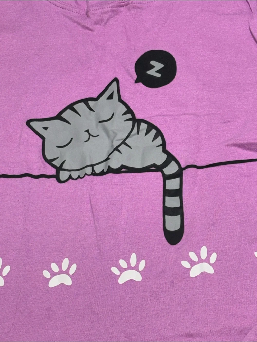 Family Feeling Girls 14 Purple 2-Piece Cat Print Long Sleeve Cotton Knit PJs
